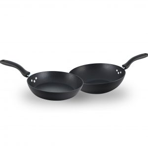 Shap-Leather Grain Iron Wok and Pan