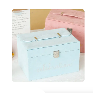Ring necklace eco friendly jewelry packaging box mirror box paper pu gift handle jewelry storage box