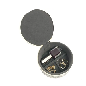 Eco friendly jewelry packaging box paper material round cardboard portable gift travel storage box jewelry