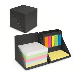 Custom Promotion Print Gift For Office 675 Pages Foldable Square Cube Kraft Paper Sticky Note Suit Memo Pad Box With Pen Holder