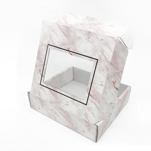 high quality custom handmade marble paper gift box cardboard folding kraft box with window
