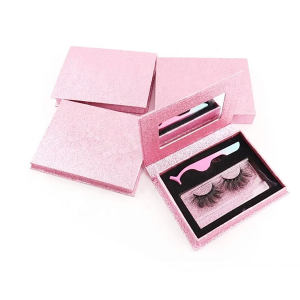 False Eyelash Box Case Glitter Paper Storage Empty eyelash packaging box with mirror