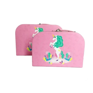 OEM LOGO paper box packaging handle boxes Custom design promotion unicorn suitcase gift box promotion