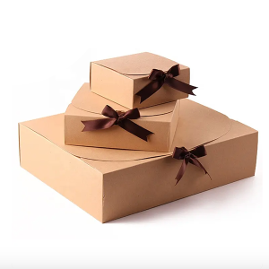 printed eco friendly gift box custom logo ribbon corrugated board square packaging boxes for clothes