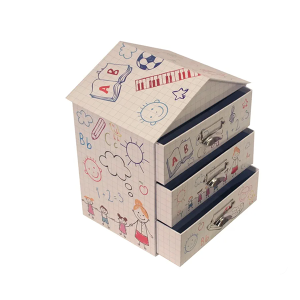 Cardboard House Shaped Drawer Office paper storage box cosmetics makeup gift Box