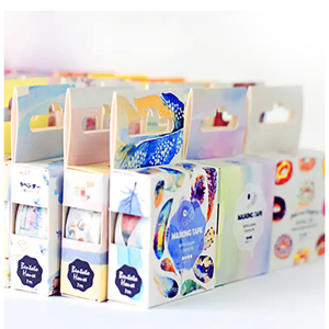 Fancy factory Wholesale Blue Brocade Flowers Paper Tape, 2020 Hot Sales Printed Wind Watercolor Roll Washi Tape Sticker