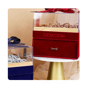 Luxury Fancy rose Cardboard Box gift acrylic flower Paper ribbon Wedding custom plastic drawer boxes for gift pack