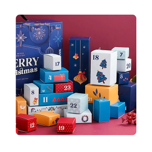 Christmas gift 24 beauty holiday promotion secret box chocolate cosmetic makeup handle advent calendar paper box