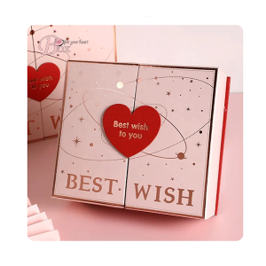 Wholesale Custom Logo Printing High Quality Recycled Book Shaped double opening Cardboard heart Paper Packaging Gift Box