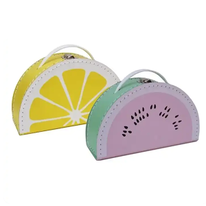 New Design Cardboard Handle Box Orange Paper Cute Cardboard Suitcase Box