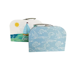Cardboard sea sail marine organism Custom gift boxes set paper double suitcase packaging box with handle