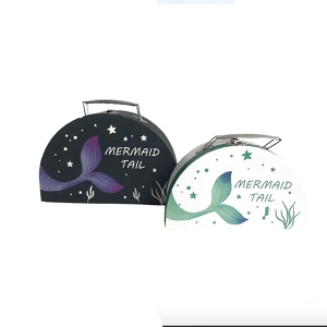 Cardboard Custom set boxes with handle paper mermaid tail souvenir mini suitcase packaging box
