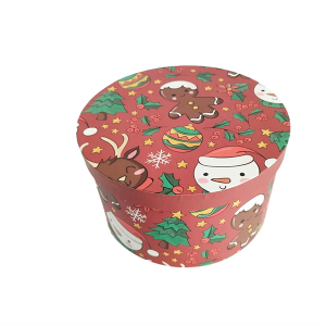 Christmas gift box santa custom logo decoration reusable storage package round gift box