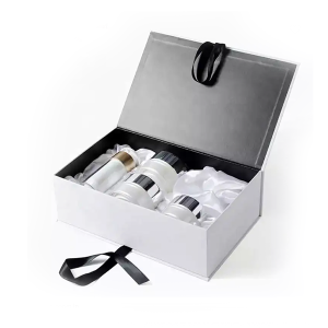 Ribbon paper holiday promotion cosmetics hamper gift box with lid custom makeup Cardboard boxes for gift sets