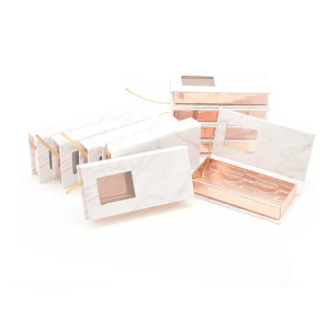 Eyelash window boxes custom logo gift packaging empty makeup marble eyelash box