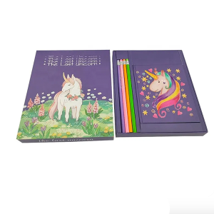 Cartoon Pattern Custom school supplies paper study Cardboard Notebook Pen Set stationary set