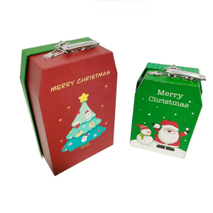 Winter snowflake handle Custom set boxes decoration paper christmas mini Suitcase box with handle