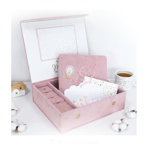 Custom Recyclable Material First Year Photo Album Footprint Baby Memory Book For Keepsake