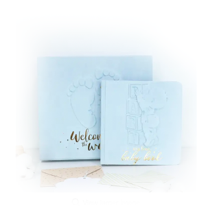 Customized Blue Baby Dear Baby First Year Journal Milestone Memory Book Binder