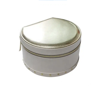 Custom round Suitcase Cardboard paper make up box complimentary cosmetics gift boxes zipper pu leather Suitcase Box