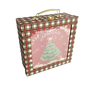Custom Spring Hot stamping Suitcase Gift box window square shape paper handle christmas suitcase gift box