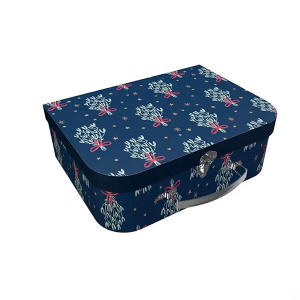 Christmas box blue cardboard suitcase shaped gift Box
