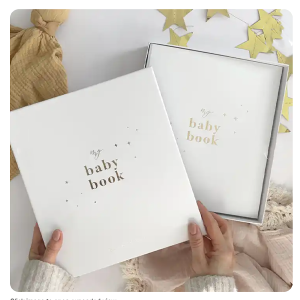 Personalized Black Hardcover Baby Memory Notebook Journal Golden Foil Stamping Cover Notebook