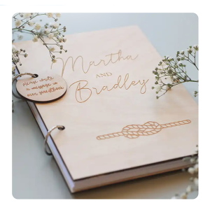 Customized Engrave Printing Guestbook Wedding Guest Book Custom Wooden Guestbook Album