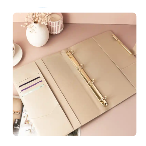 Custom Pink Vegan Leather A6 Personal Budget Binder Cash Saving Envelopes Ring Binder