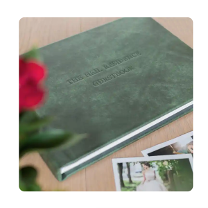 Unique Personalized Customized Gold Stamping Logo Luxury Hardcover Blank Wedding Guest Book