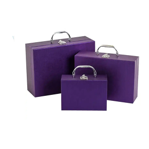 custom logo Gift fancy paper cardboard suitcase box for children Suitcase Box Set with Handle