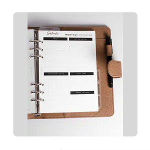 Custom Tan Brown Refillable 6-Ring Pebbled Pu Leather A5 Planner Agenda Binder Cover With Magnetic Closure and Pen Loop
