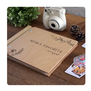 Mothers Day Gift High Quality Wooden Cover Recipe Scrapbook Blank Recipe Notebook