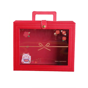 Hotsell window Paper box Storage Cardboard Box lock Wholesale leather pu paper Suitcase Box window