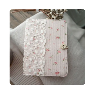 Personalized LogoMothers Day Gift Cute Pink Flower Lace Notebook Original Fabric Journal A5 A6 Handmade Notebook