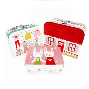 OEM Mini Kraft Paper Cardboard Suitcases Handle Travel Custom Suitcase Box