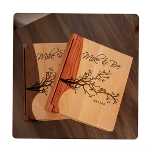 Personalized Wood Photo Album Wedding Album Valentines Day Gift Memory Book Gift for Him