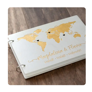 Wedding Guest Book Wedding Album World Map Scrapbook Custom Travel Guest Book