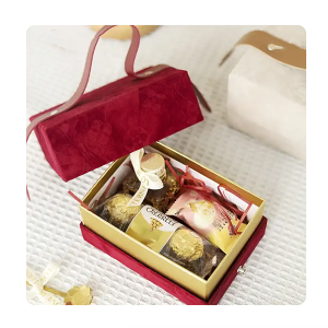 Luxury Fancy rose Cardboard Box chocolate flower Paper ribbon elegant wedding door gift box handle