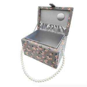 Custom Cardboard fabric Box Pearl handle floral sewing kit pastoral Wedding picnic box storage