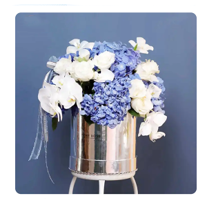 Fancy gold stamping silver Hot stamping Custom Cardboard Box Rose Paper Round Wedding flower box set
