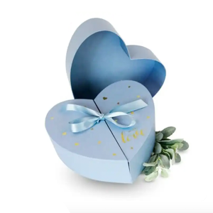 Custom Cardboard Box ribbon Rose Paper double opening Wedding heart shape flower box
