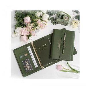 Personalized Logo 6 Ring Binder Budget PU Waterproof Leather Journal Custom Business Notebook with Pen